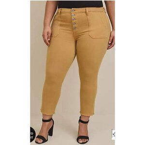Torrid Mom Straight Vintage Stretch High Rise Plus Size 18 R Jeans Golden Tan